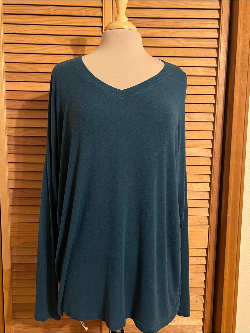 CAbi Deep Teal V-Neck Long Sleeve Serenity Tee